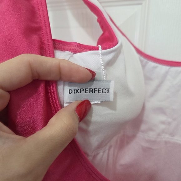 Dixperfect Retro 80s/90s Hot Pink One Piece Swimsuit Size M - Picture 6 of 10